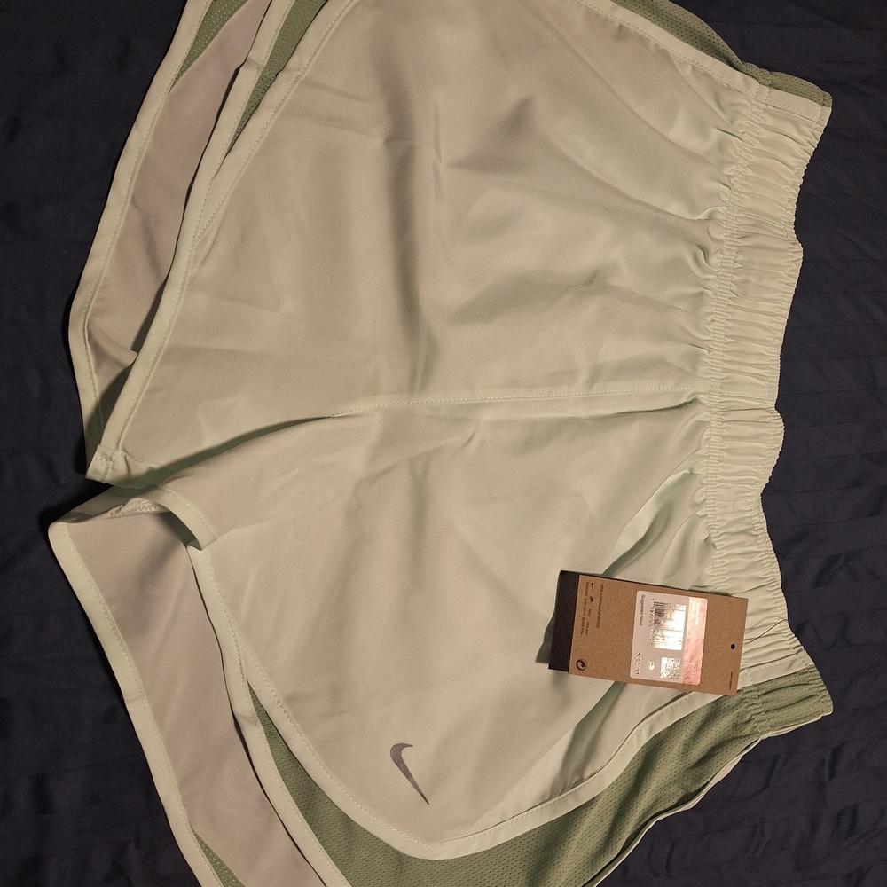 Nike Women's Mint Green Athletic Shorts with Mesh Trim